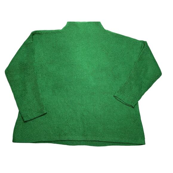 j jill women’s Textured Funnel Knit Sweater Green Oversized Chunky Knit - Picture 1 of 7